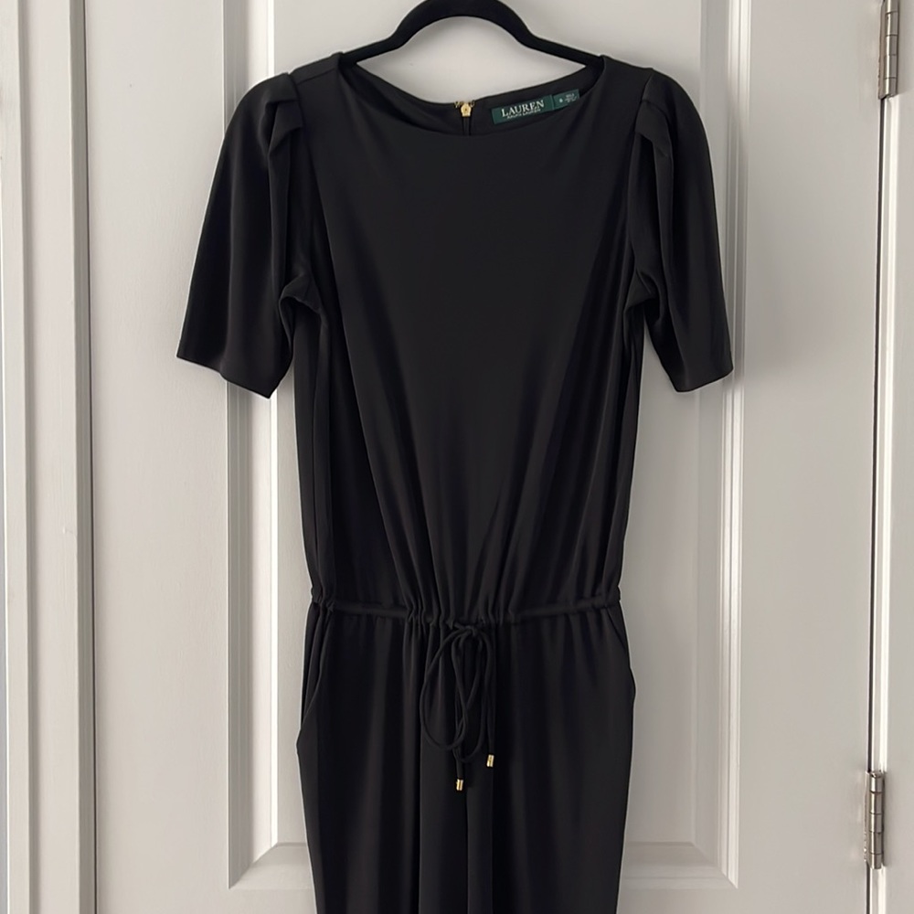 RALPH LAUREN Womens Black Short Sleeve Jewel Neck Skinny Jumpsuit S - Picture 3 of 10